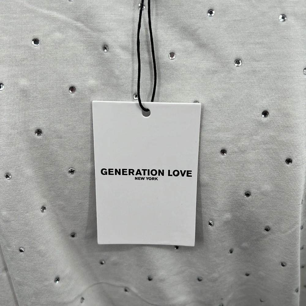 🆕Padded Shoulder Tee Generation Love Lex Crystal Sleeveless White Soft T-Shirt - Picture 11 of 16
